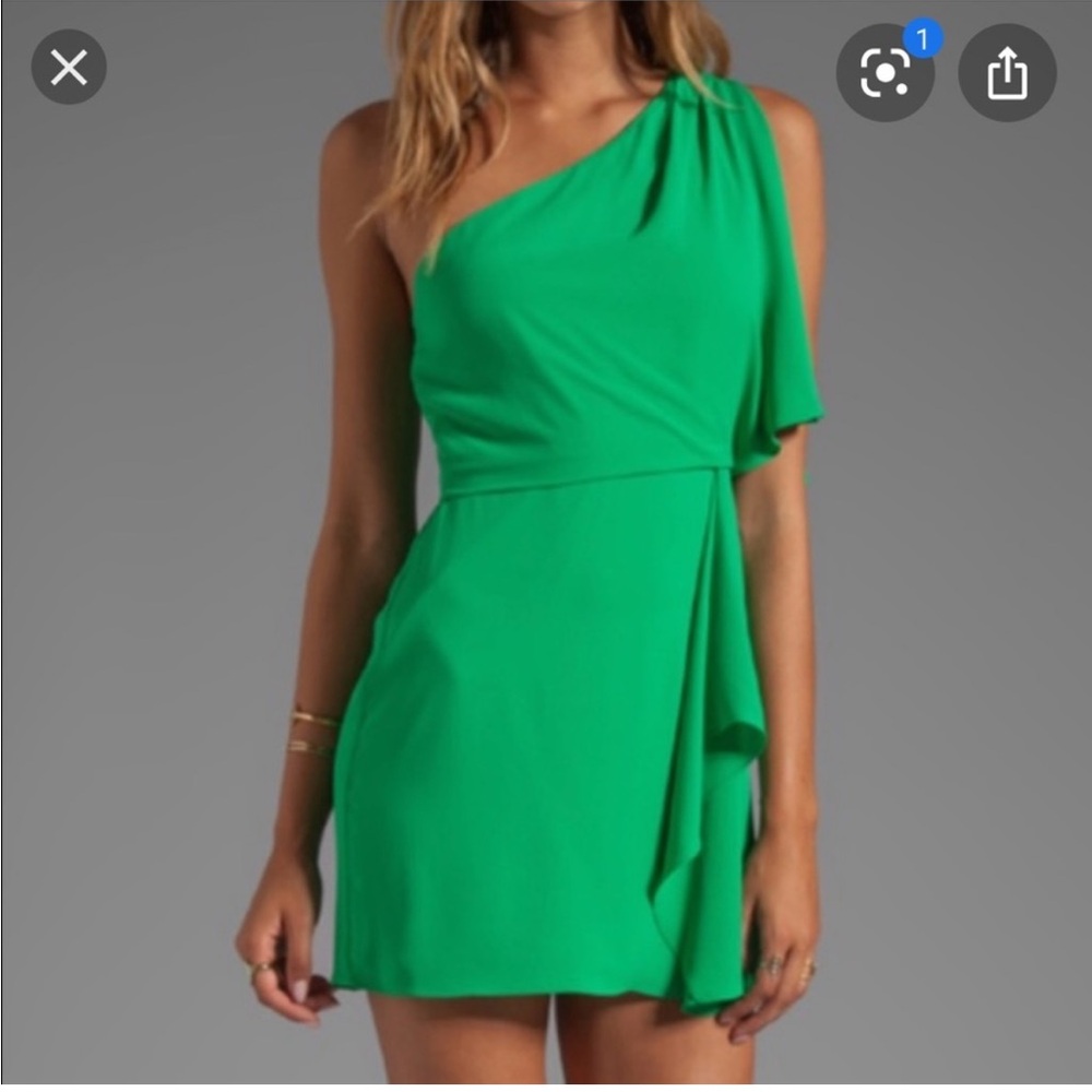 BCBG Green One-Shoulder Dress